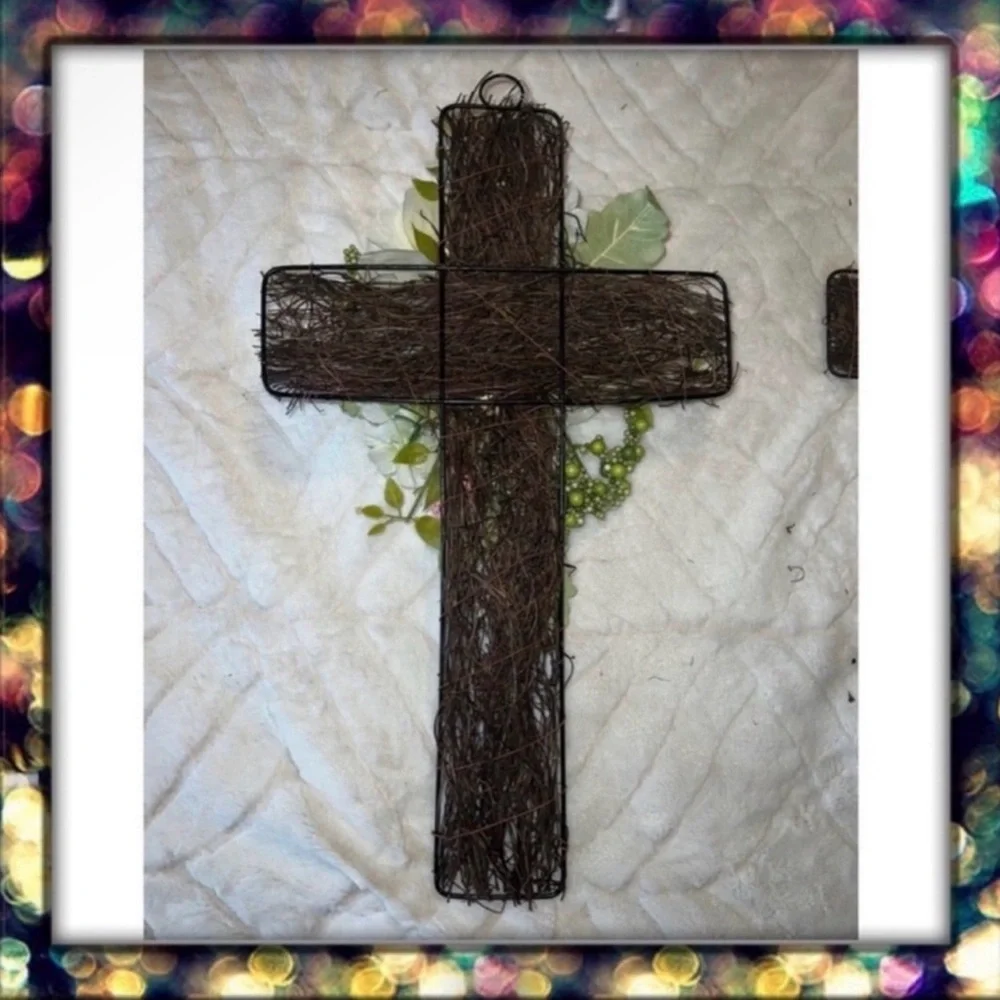 Easter Cross with Floral and Egg Accents